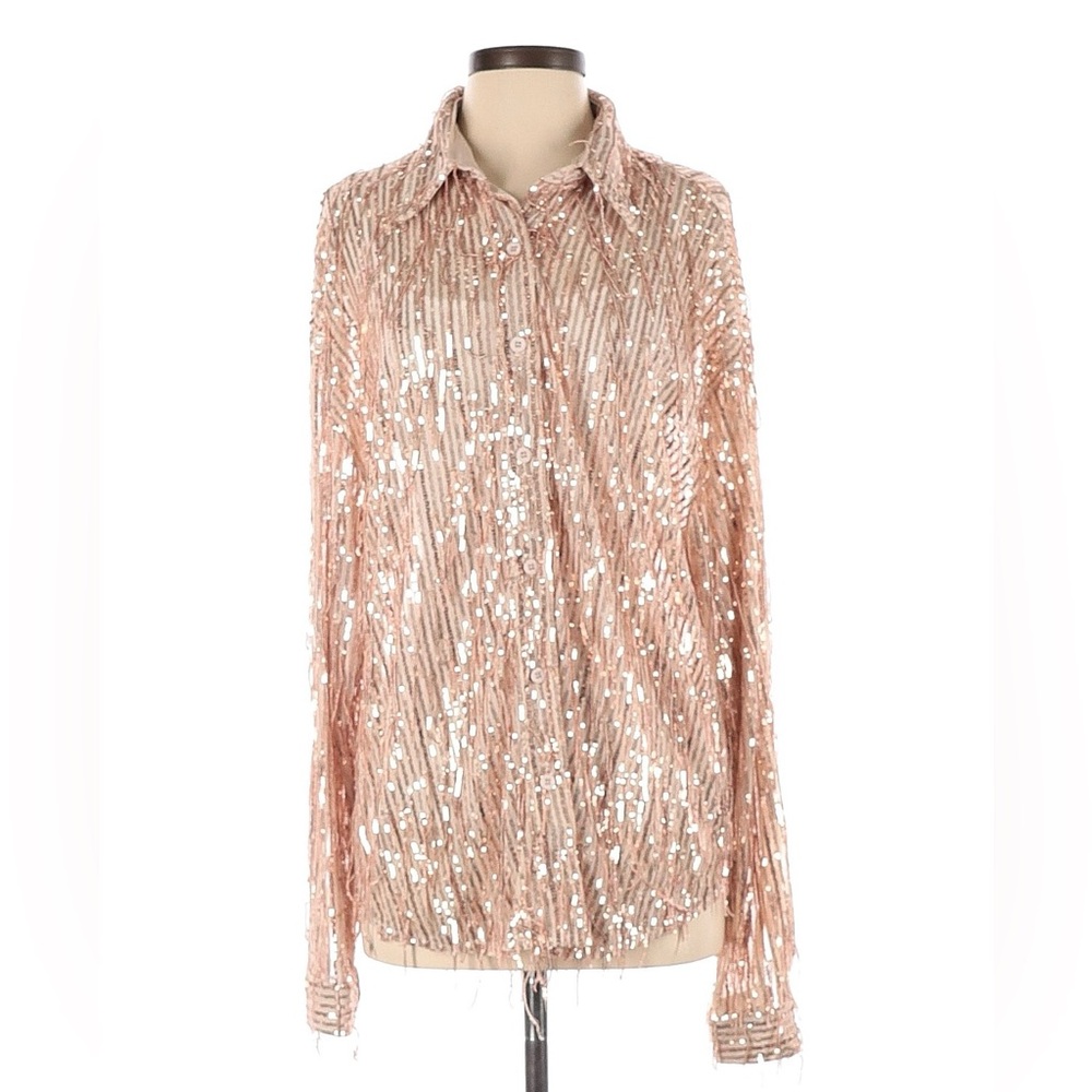 Nasty Gal Sequin Women's Button Up Top